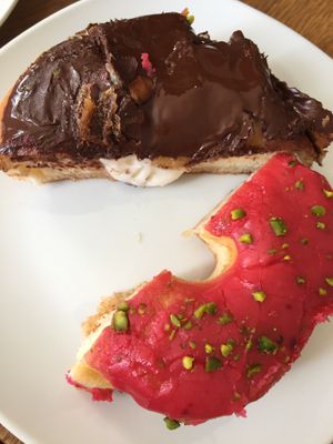 Sharing :-) at Brammibal's Donuts - Maybachufer in Berlin