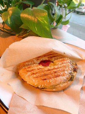 Pizza bagel! at Brammibal's Donuts - Maybachufer in Berlin