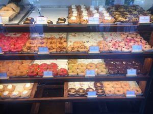 Pineapple coconut, orange curd, hibiscus, maple smoked coconut, macadamia caramel,white choc liquorice, cinnamon sugar, raspberry pistachio, lime basil, boston cream, choc peanut at Brammibal's Donuts - Maybachufer in Berlin