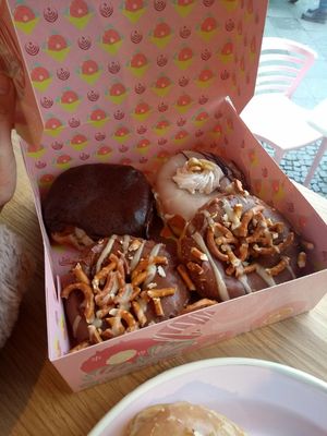 Boston cream, banofee, choc pretzel at Brammibal's Donuts - Maybachufer in Berlin
