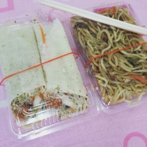 wraps and fried noodles at Tian Xiang Chu in Kaohsiung
