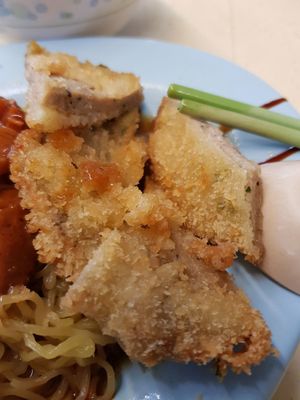 I think fried in the early afternoon. It's hard, chewy. at New Tokyo Vegetarian 新东京 in Northeast Singapore