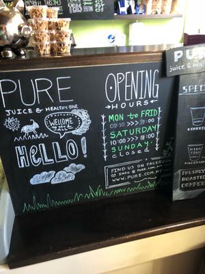 Menu at Pure in Sliema