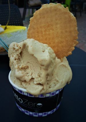 Nocciola ice cream, soy based at SottoZero The Gelato Factory in Bugibba