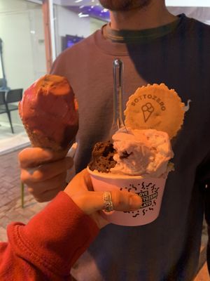 3 scoop cup & cone at SottoZero The Gelato Factory in Bugibba