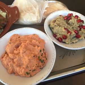 Sundried Tomato Hummus and Babaganoush at Rosemary and Vine in Rye