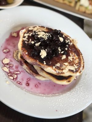Vegan Pancakes with Blueberry Compote at Rosemary and Vine in Rye