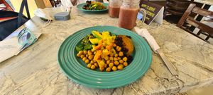 Food of the day and Fruit Smoothie at The Green Lime Eco-Cafe and Juice Bar in Bridgetown