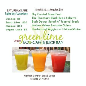 Saturdays: Light but Luxurious at The Green Lime Eco-Cafe and Juice Bar in Bridgetown
