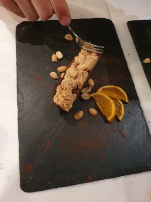 Chocolate cake with peanut frosting at Samses in Zurich