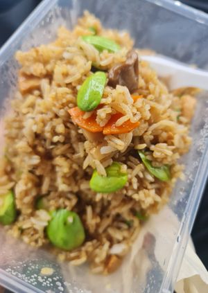 Petai fried rice,  no wok hey,  no fragrance  ~ 26/10/22 at Ru Lai 如来斋 in Central Singapore
