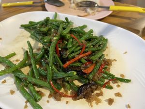Pickled radish with French beans 9/10  at Ru Lai 如来斋 in Central Singapore