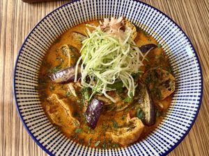 Aubergine and tofu curry   at Lutan 21 滷談21蔬食藥膳養生館 in Malacca