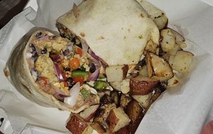 Vegan breakfast burrito at Bodega in Marquette