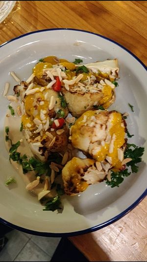 Coliflor dorada. Me encantó! at La Hummuseria in Madrid