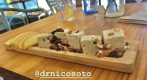 Turrón vegan dessert. LO MEJOR, THE BEST at La Hummuseria in Madrid
