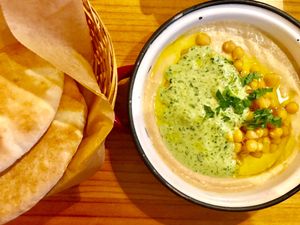 Yummy Vegan Hummus at La Hummuseria in Madrid