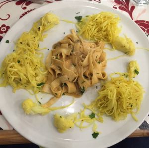 Fresh tagliatelle with chickpea misi at Silvana Bio Vegan Food  in Florence