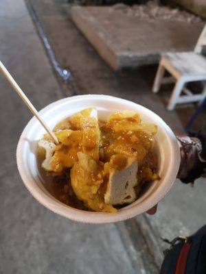 Fried tofu at Grand Night Market Vegetarian Stall in Hua Hin