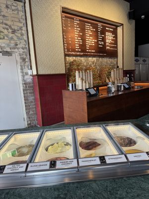 A section of clearly labeled vegan flavors   at Gelato Messina in Fitzroy