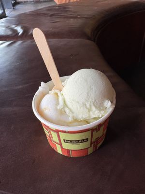Pandan Cocunut and Salted Mango Coconut flavours   at Gelato Messina in Fitzroy