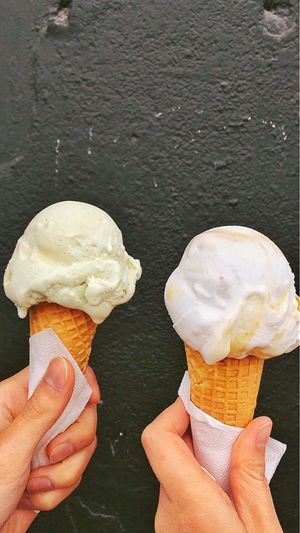 Pandan & Coconut sorbet (left) at Gelato Messina in Fitzroy
