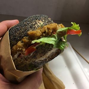 Zucchini Quinoa Burger  at Crispy Organic Market and Take Away - Via F Crispi in Rome