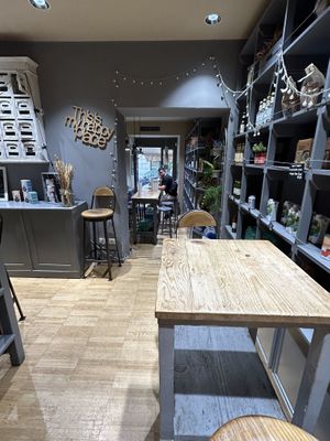 Nice maker and interior with difficult to maneuver chairs   at Crispy Organic Market and Take Away - Via F Crispi in Rome