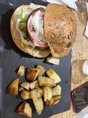 Burger  at Crispy Organic Market and Take Away - Via F Crispi in Rome