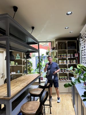 Some of the seating  at Crispy Organic Market and Take Away - Via F Crispi in Rome