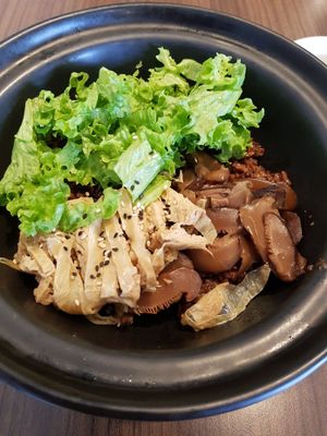 Claypot brown rice with mushroom. at Newstart Health Kitchen in Cheras