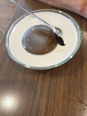 Sea coral collagen with molasses.  Lovely dessert at Newstart Health Kitchen in Cheras