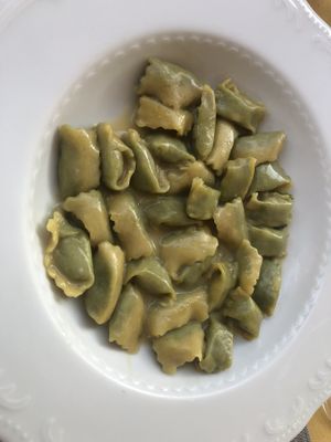best pasta ever: with vegan ricotta and spinach  at Mezzaluna in Turin