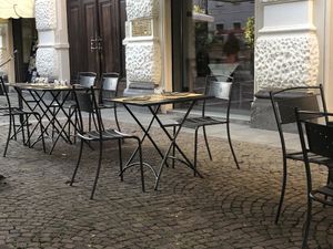 Outside seating area  at Mezzaluna in Turin