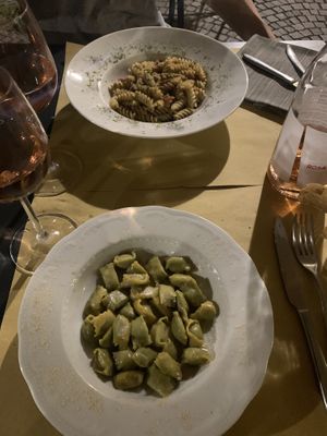 Ravioli and pasta del mar at Mezzaluna in Turin