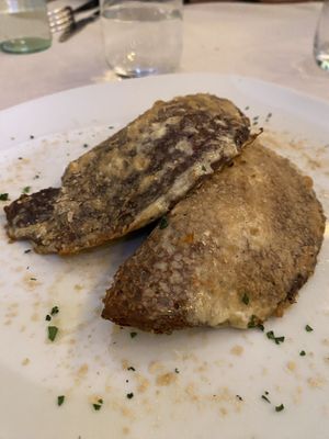 Crespelle con ripieno di erbette con profumo di tartufo  at Mezzaluna in Turin