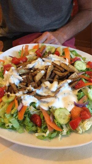 kabob salad at Mezzaluna in Turin