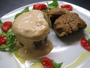 Tofu quiche with soy fondue at Mezzaluna in Turin