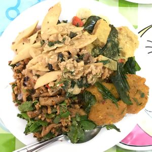 Buffet plate at Muay and Joom Vegetarian in Hua Hin