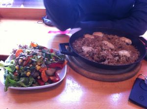 vegan rice pan with mushrooms and salad at Subrosa Kneipenkollektiv in Kiel