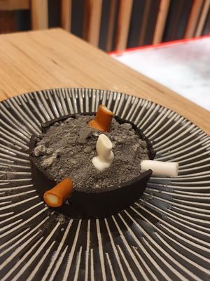 ashtrey dessert - food illusions😄 at Verthé in Diksmuide