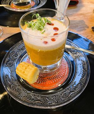 Cappuccino van wortel en paprika at Verthé in Diksmuide