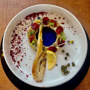 Gestoofde venkel - orzo - gebrande druif at Verthé in Diksmuide