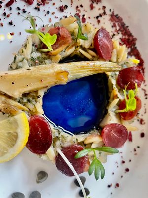 Gestoofde venkel - orzo - gebrande druif at Verthé in Diksmuide