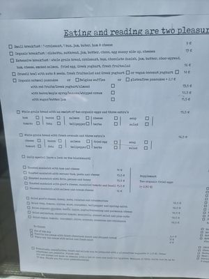 menu Books & Brunch at Books & Brunch in Bruges