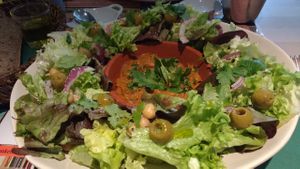 A really wonderful salad, veganized on request. at Books & Brunch in Bruges