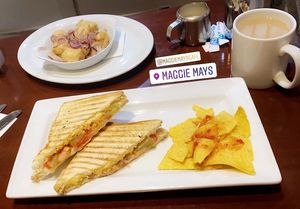 This toastie was good and the tofu was really nice as well at Maggie Mays in Belfast