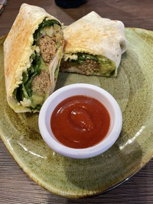 Vegan breakfast burrito  at Maggie Mays in Belfast