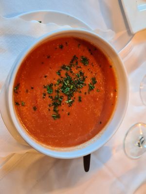 Vegan tomato cream soup at Galicia in Viernheim