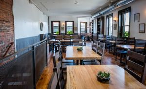 Front Street Cafe - upstairs seating and event space.  Free wifi for those looking for computer workspace at Front Street Cafe in Philadelphia